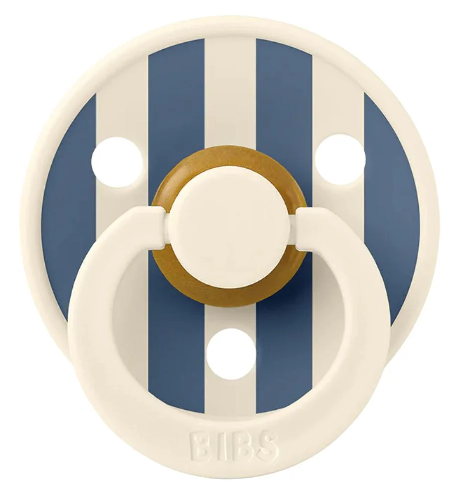 Set 2 suzete rotunde din latex BIBS Studio Colour Pin - Ivory Steel Blue Mix (6-18 luni) foto