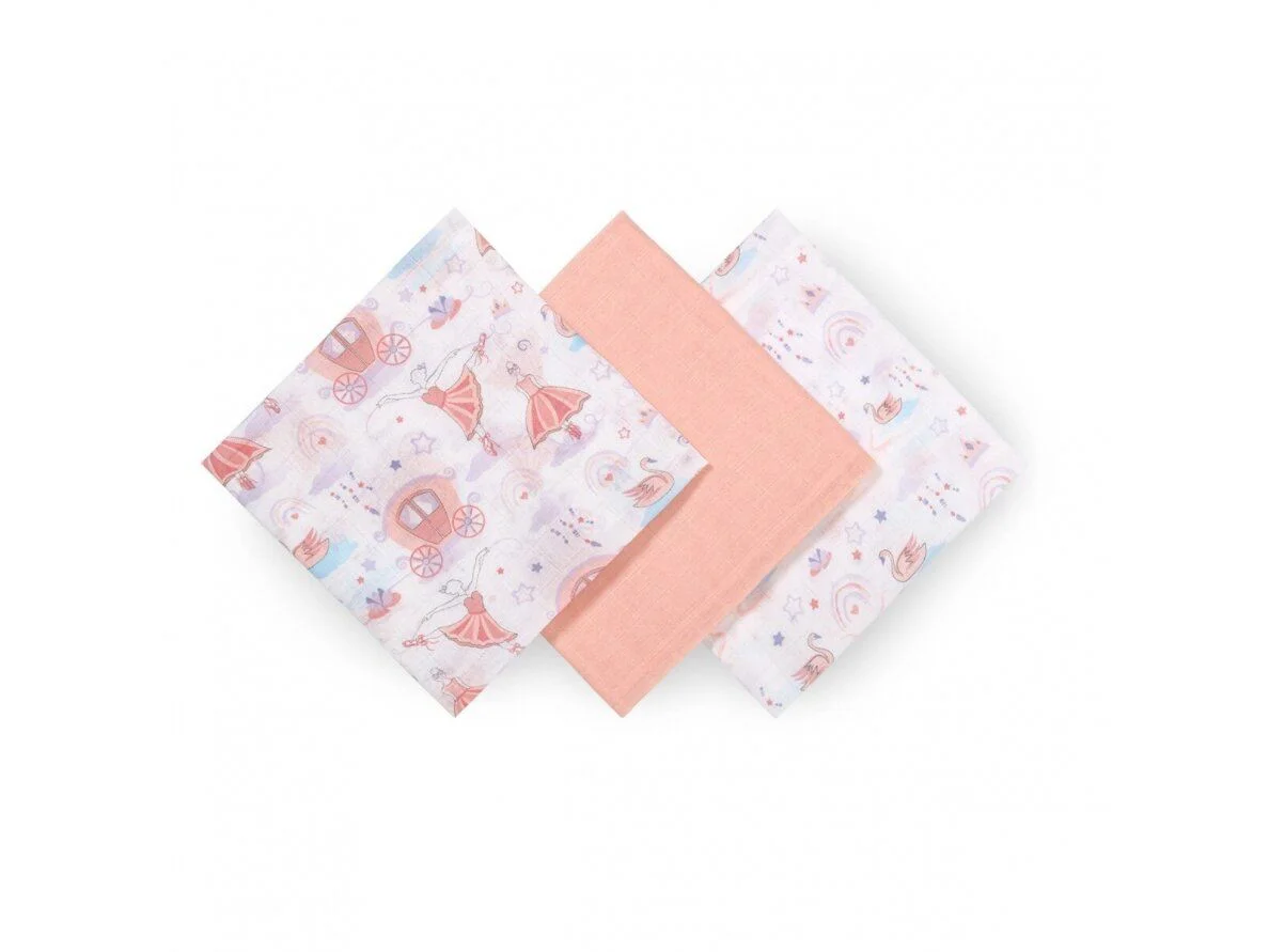 Pelinci de muselina super moale BabyOno Roz, 3 buc.