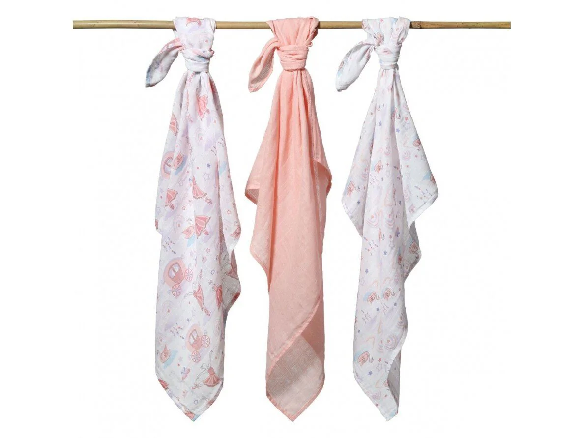 Pelinci de muselina super moale BabyOno Roz, 3 buc.