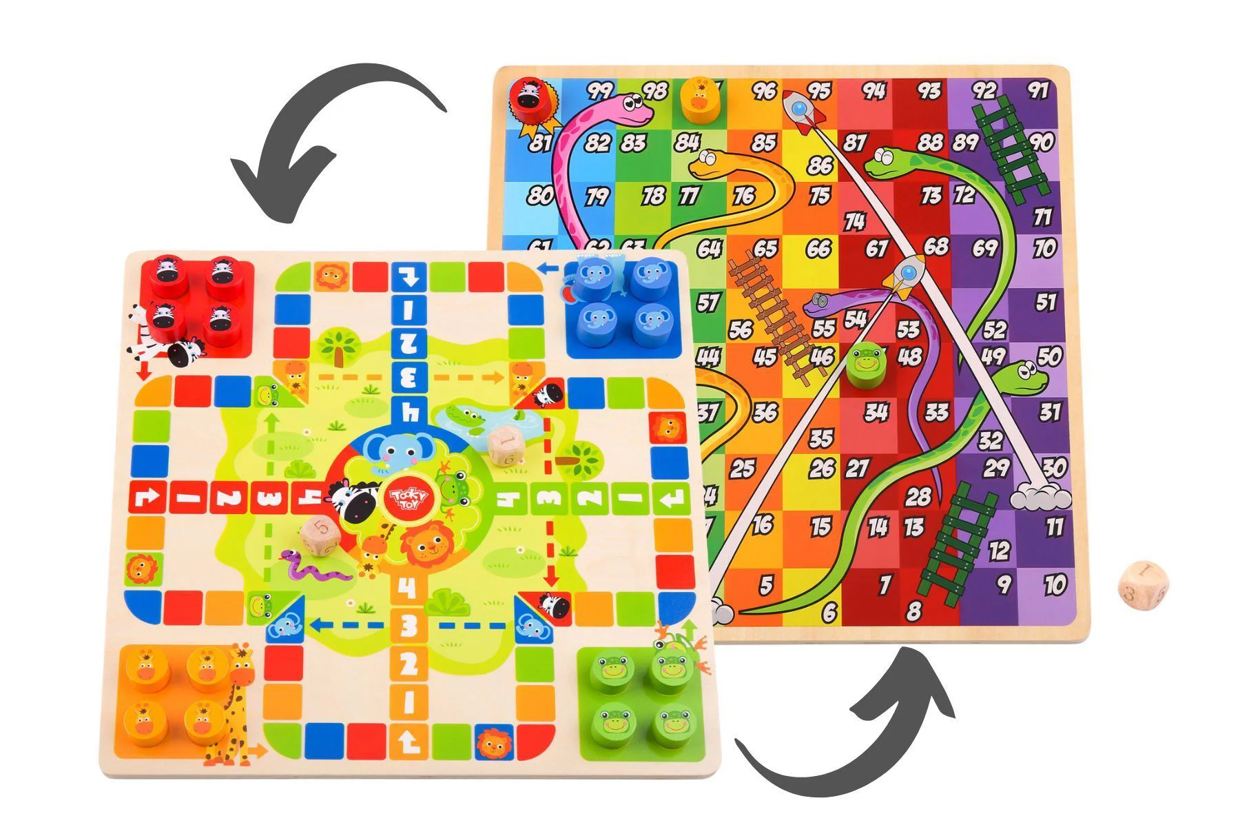 Деревянная игра 2 в 1 Tooky Toy Ludo Змеи