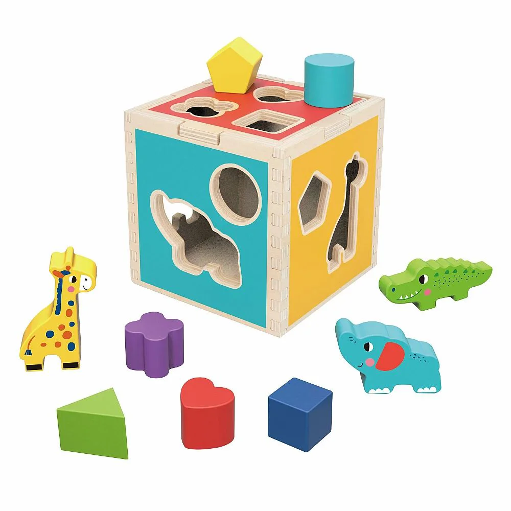 Cub-sorter din lemn Tooky Toy Animale foto