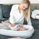 Babynest din bumbac organic Doomoo Cocoon Leaves Aqua Green
