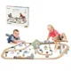Calea ferata din lemn cu tren si accesorii Viga Toys, 90 piese