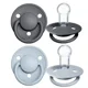 Set 2 suzete rotunde din silicon BIBS De lux Iron/Baby Blue (0-36 luni)