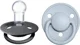 Set 2 suzete rotunde din silicon BIBS De lux Iron/Baby Blue (0-36 luni)