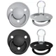 Set 2 suzete rotunde din silicon BIBS De lux Cloud/Black (0-36 luni)