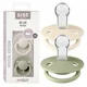 Set 2 suzete rotunde din silicon BIBS De lux Ivory/Sage (0-36 luni)