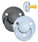 Набор из 2 круглых латексных пустышек BIBS De Lux Iron/Baby Blue (6-18 мес.) foto