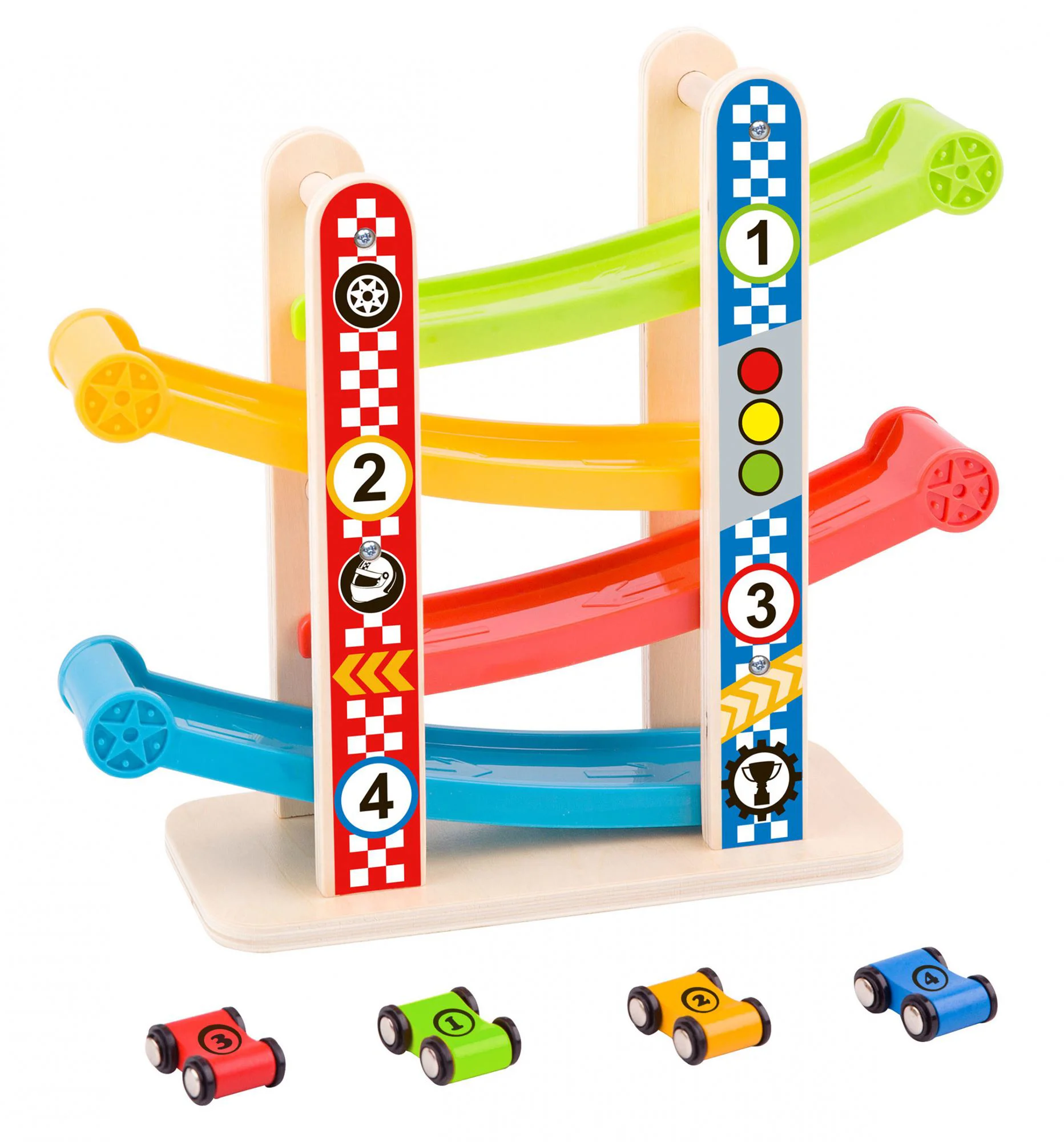 Мини-деревянная дорожка с игрушечными машинками Tooky Toy foto