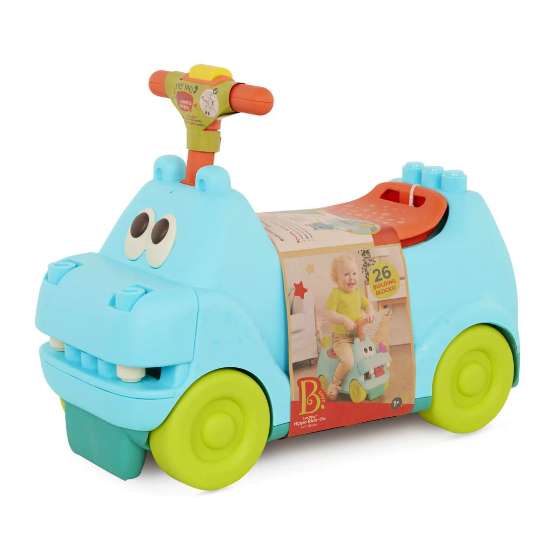 Tolocar muzical Battat cu constructor, Hippo foto