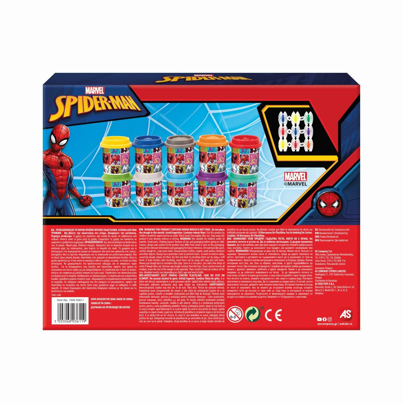 Set de plastilina Clementoni Spiderman, 10 buc.