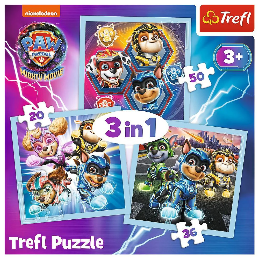 Puzzle Trefl 3 in 1 Patrula Catelusilor