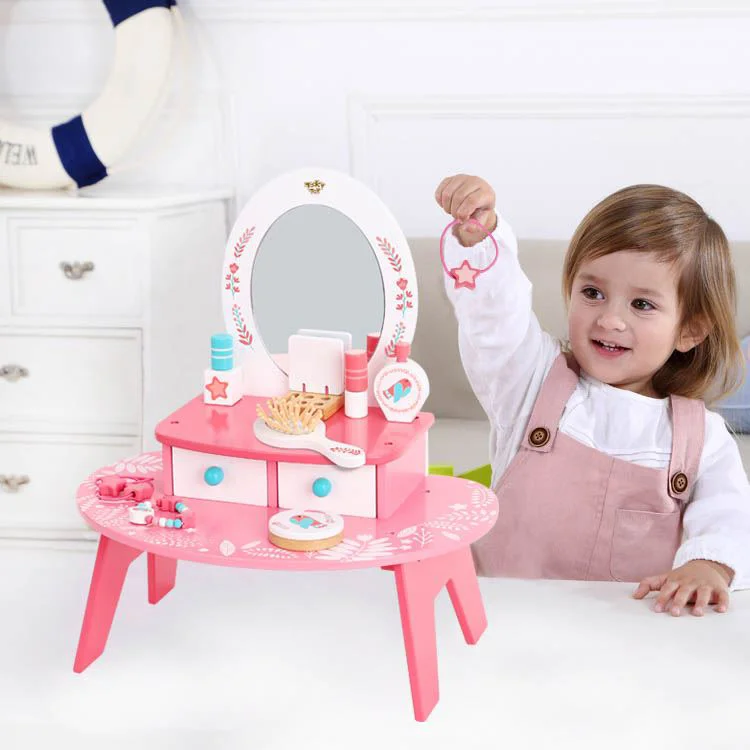 Jucarie din lemn Tooky Toy Masuta pentru machiaj