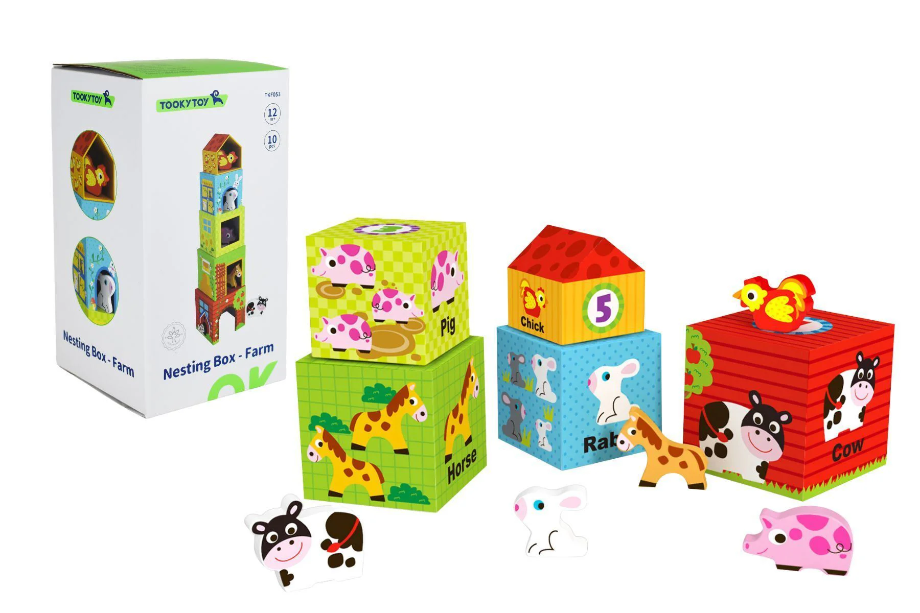 Set de joaca din lemn Tooky Toy Piramida cu animale foto
