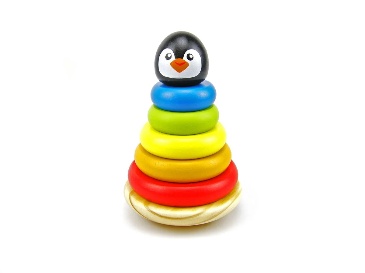 Piramida din lemn Tooky Toy Pinguin foto