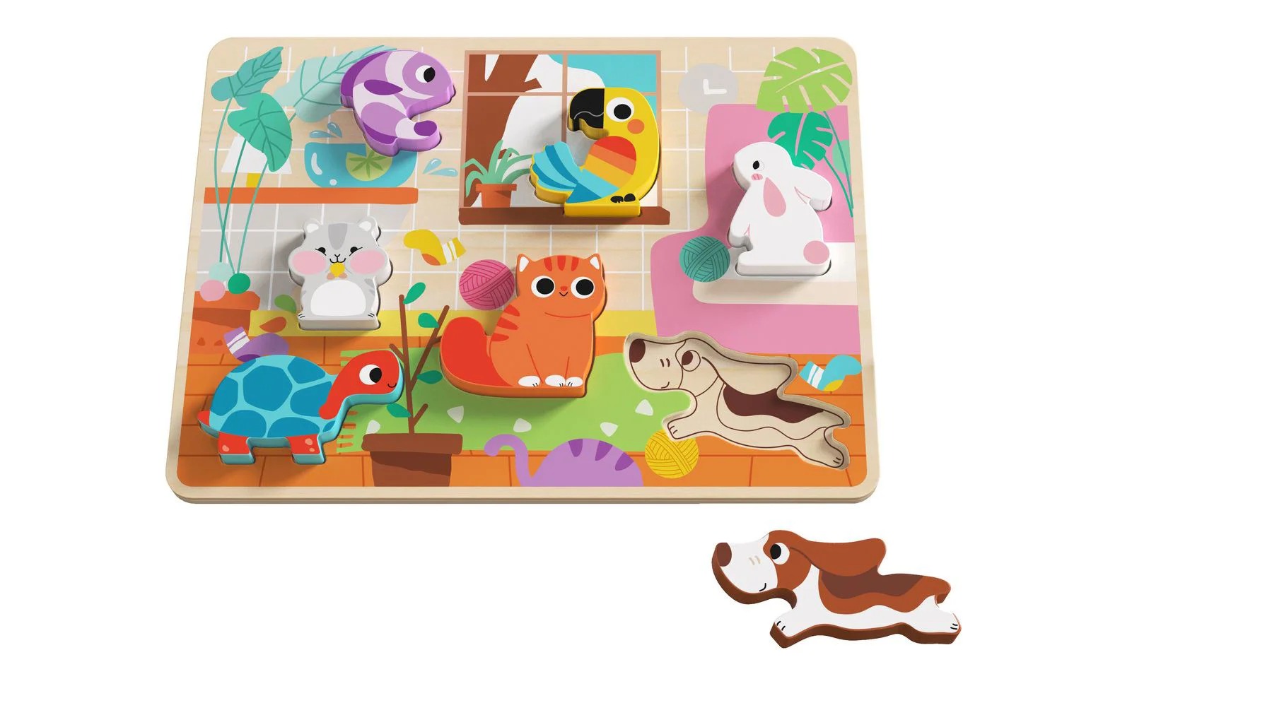 Puzzle din lemn 3D Tooky Toy Animale de companie foto