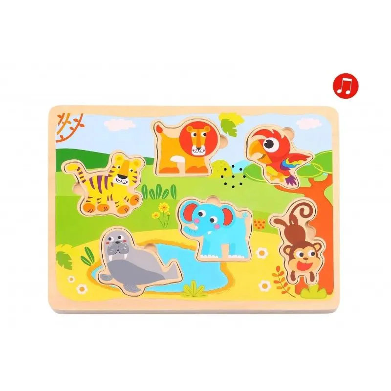 Puzzle din lemn Tooky Toy Animalute sonore foto