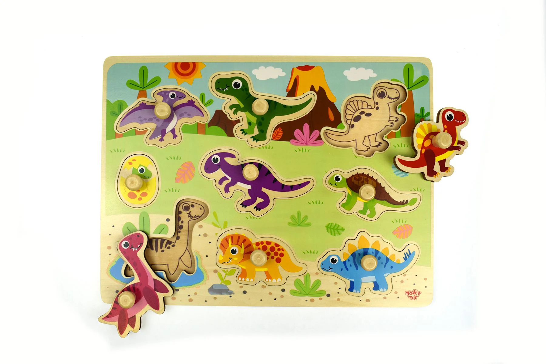 Puzzle din lemn Tooky Toy Dinozauri foto