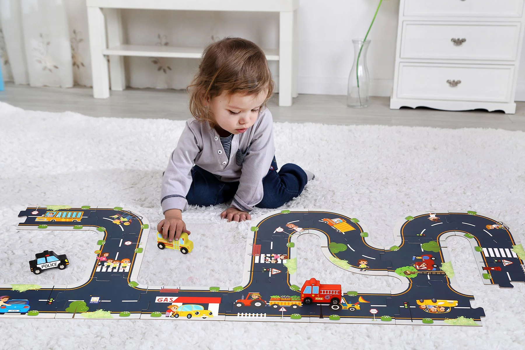 Puzzle din lemn Tooky Toy Drumul Orasenesc, 20 el. foto