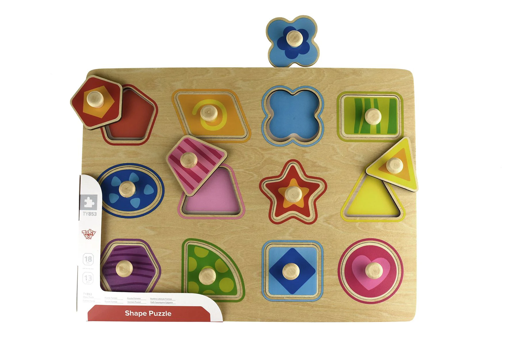 Puzzle din lemn Tooky Toy Figuri cu maner, 12 el. foto