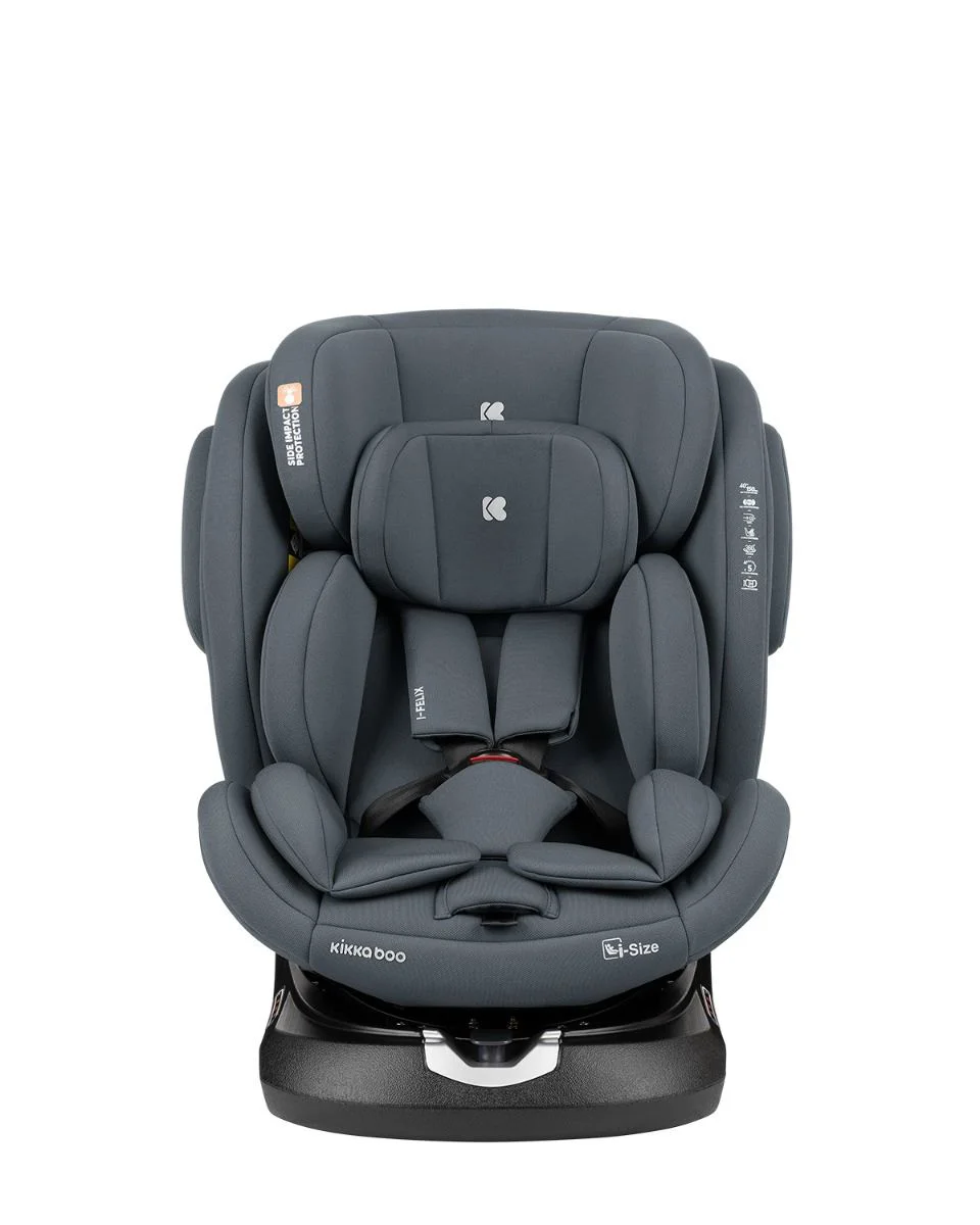 Scaun auto rotativ cu isofix KikkaBoo i-Felix Dark Grey, 40-150 cm