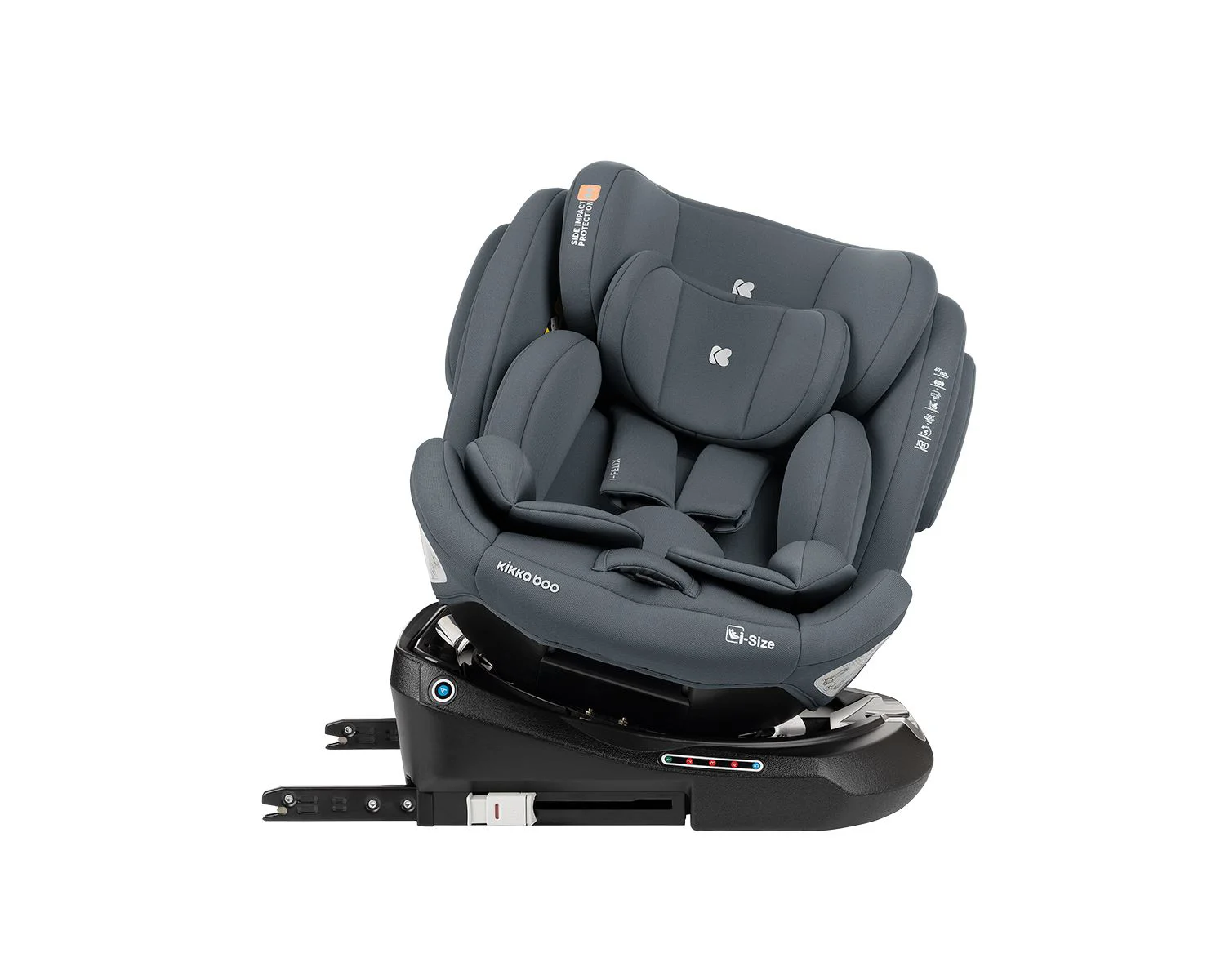 Scaun auto rotativ cu isofix KikkaBoo i-Felix Dark Grey, 40-150 cm