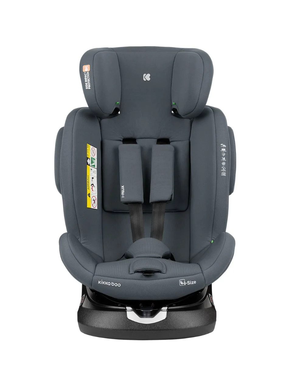 Scaun auto rotativ cu isofix KikkaBoo i-Felix Dark Grey, 40-150 cm