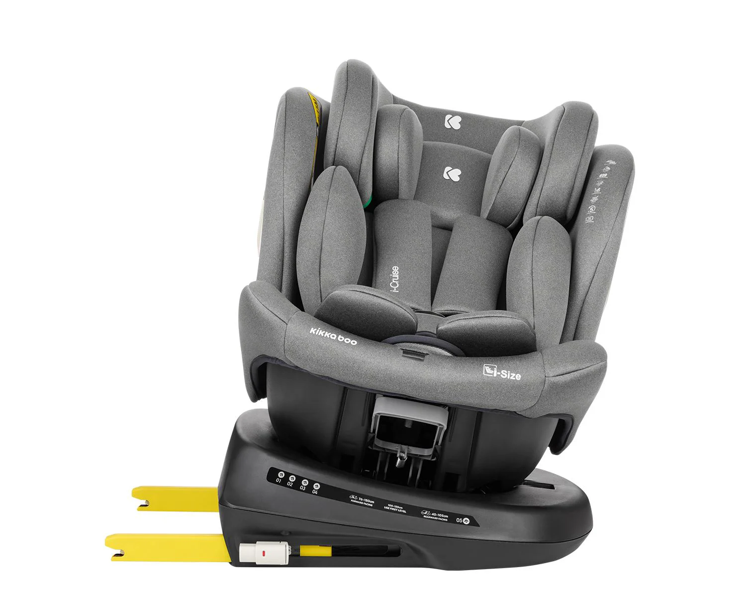 Scaun auto rotativ cu isofix KikkaBoo i-Cruise Light Grey, 40-150 cm foto