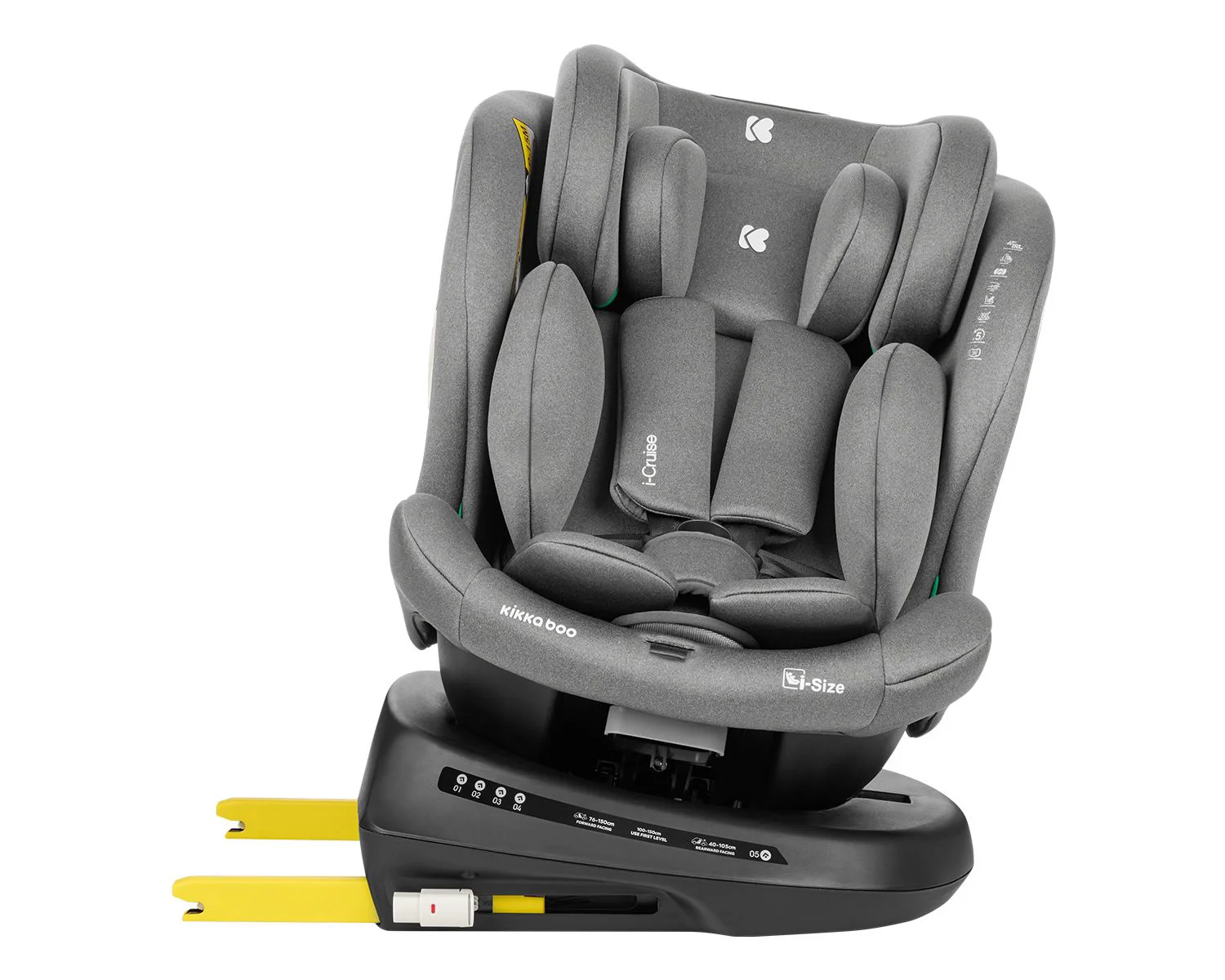 Scaun auto rotativ cu isofix KikkaBoo i-Cruise Light Grey, 40-150 cm