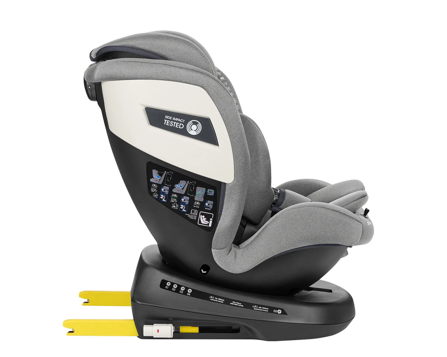 Scaun auto rotativ cu isofix KikkaBoo i-Cruise Light Grey, 40-150 cm