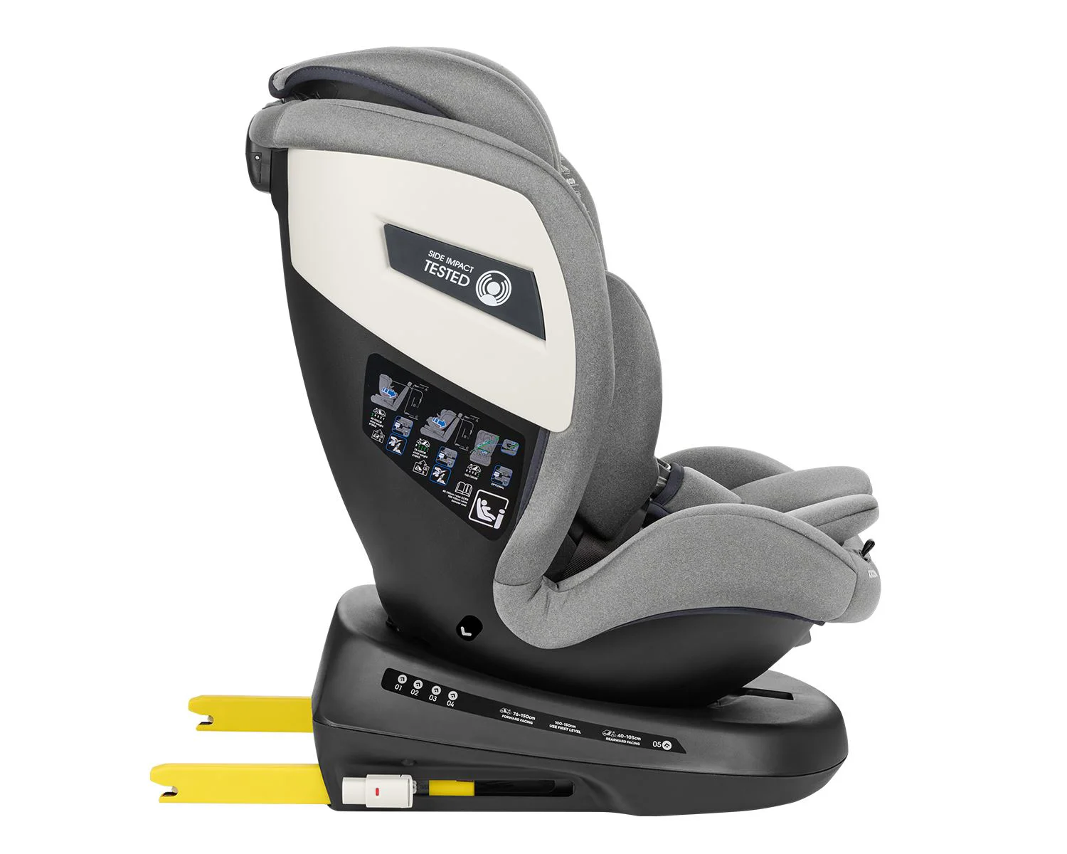 Scaun auto rotativ cu isofix KikkaBoo i-Cruise Light Grey, 40-150 cm