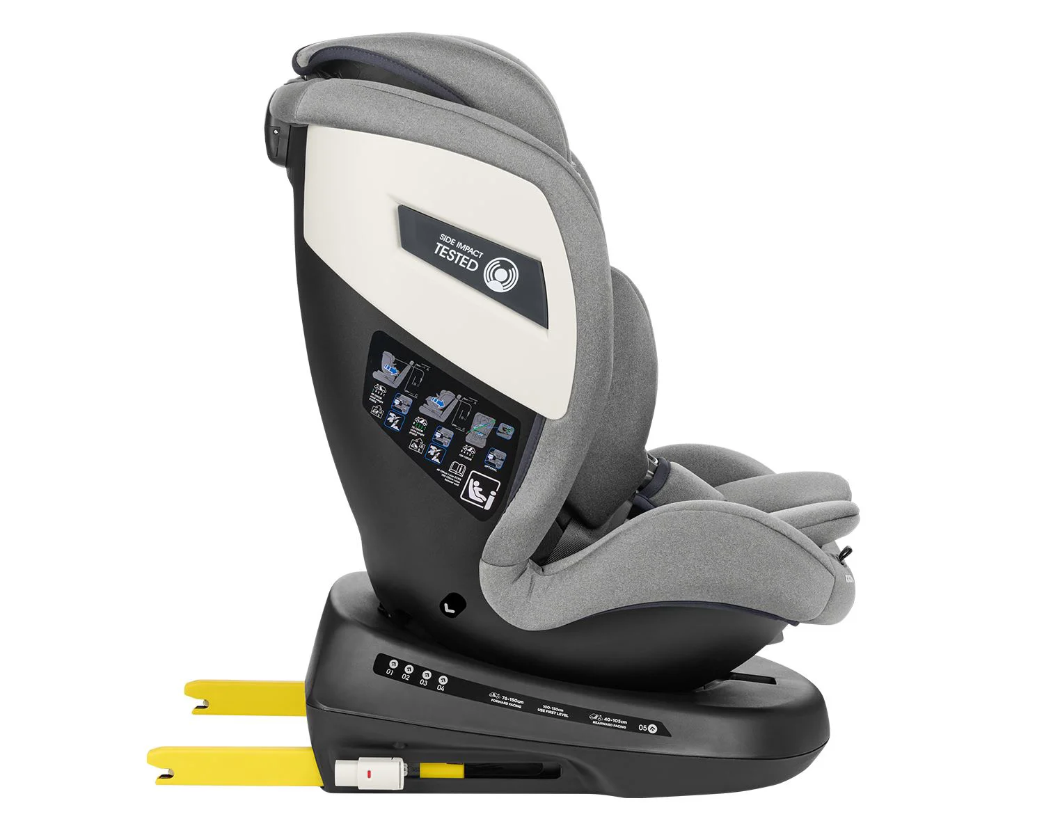 Scaun auto rotativ cu isofix KikkaBoo i-Cruise Light Grey, 40-150 cm