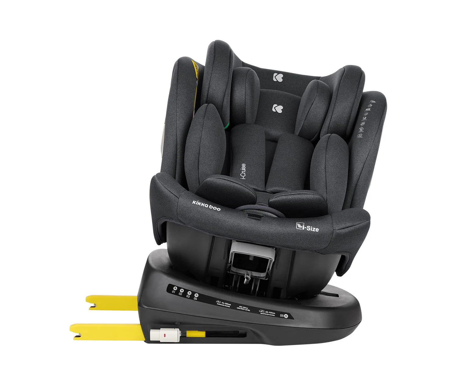 Scaun auto rotativ cu isofix KikkaBoo i-Cruise Dark Grey, 40-150 cm foto
