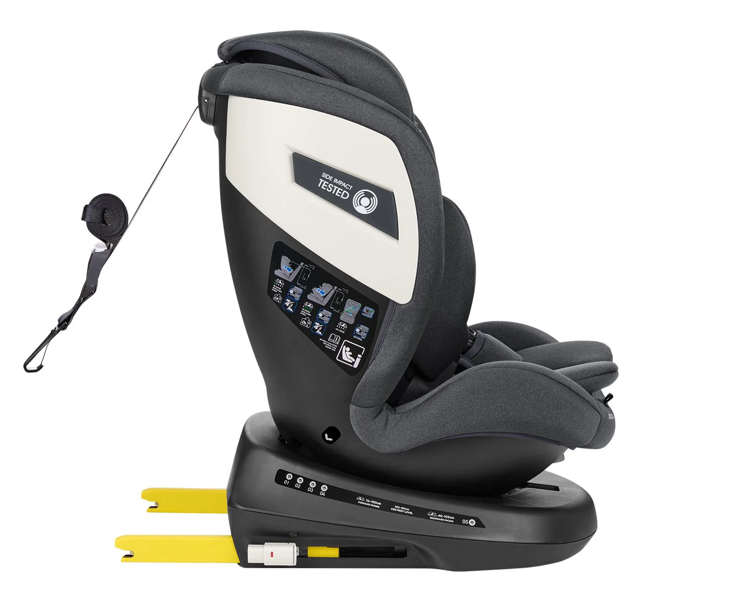 Scaun auto rotativ cu isofix KikkaBoo i-Cruise Dark Grey, 40-150 cm foto