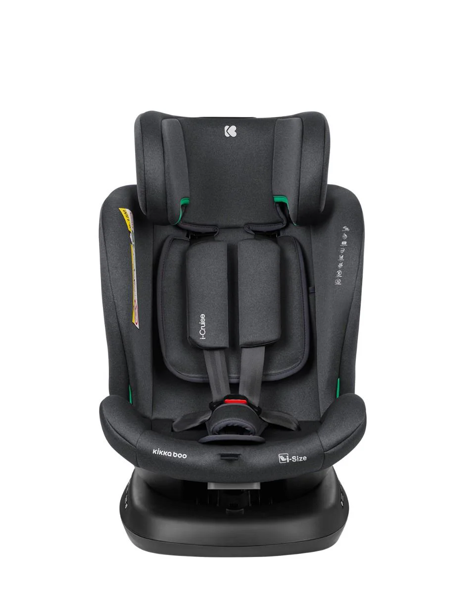 Scaun auto rotativ cu isofix KikkaBoo i-Cruise Dark Grey, 40-150 cm