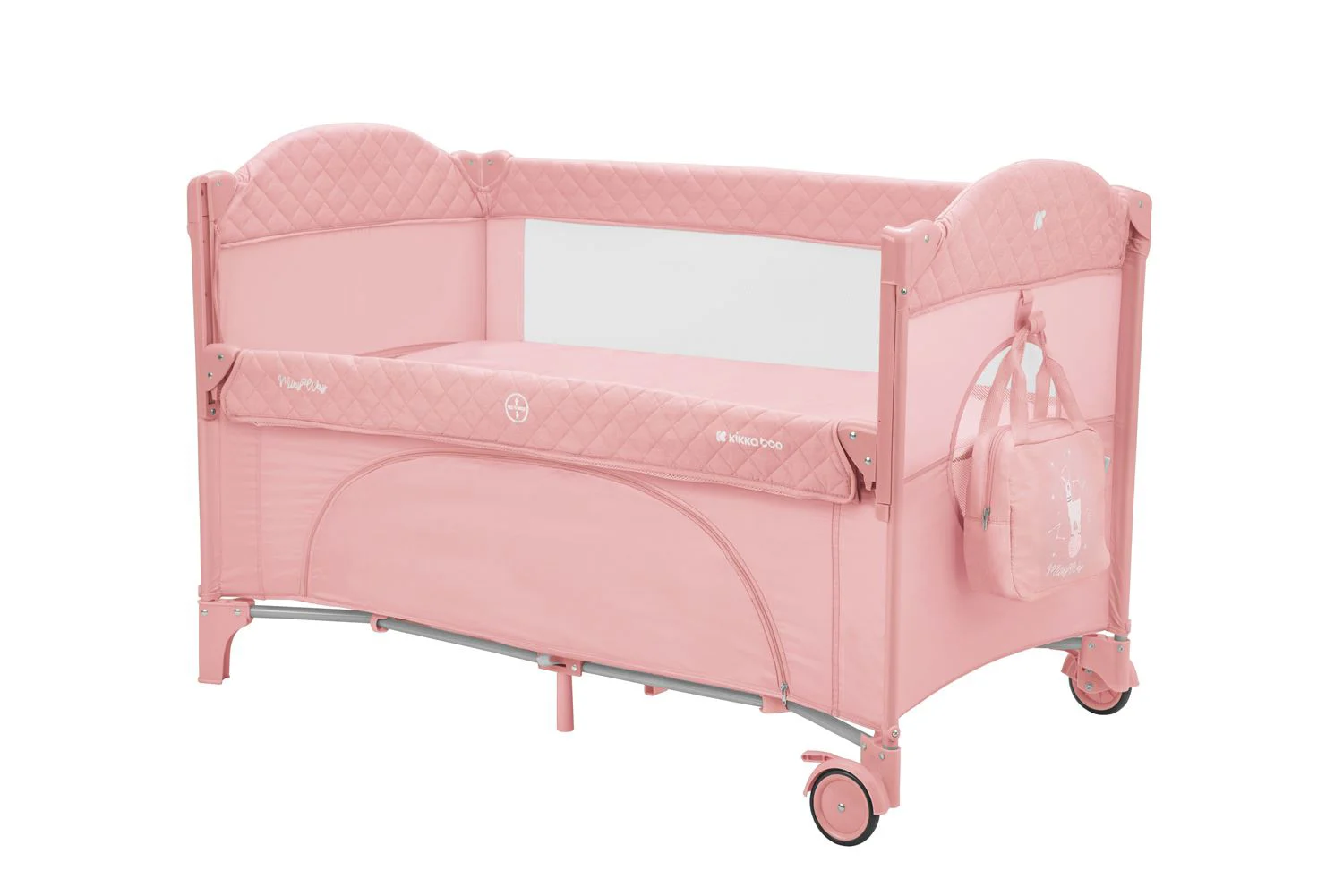 Patut pliabil cu 2 nivele KikkaBoo Milky Way Pink foto
