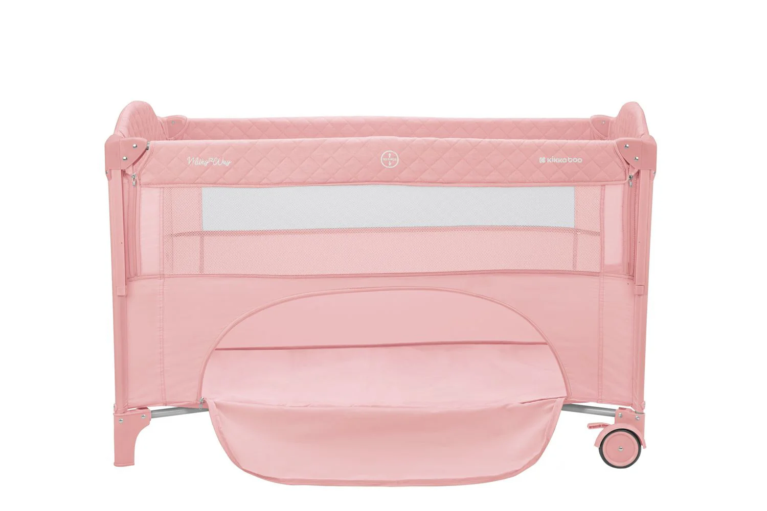 Patut pliabil cu 2 nivele KikkaBoo Milky Way Pink foto