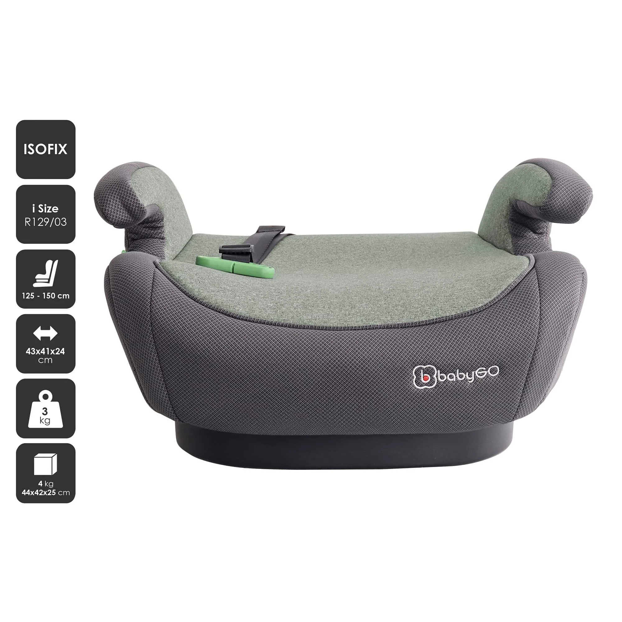 Автокресло-бустер i-Size BabyGo Bursa IV Green, 125-150 см, сертификат R129 foto