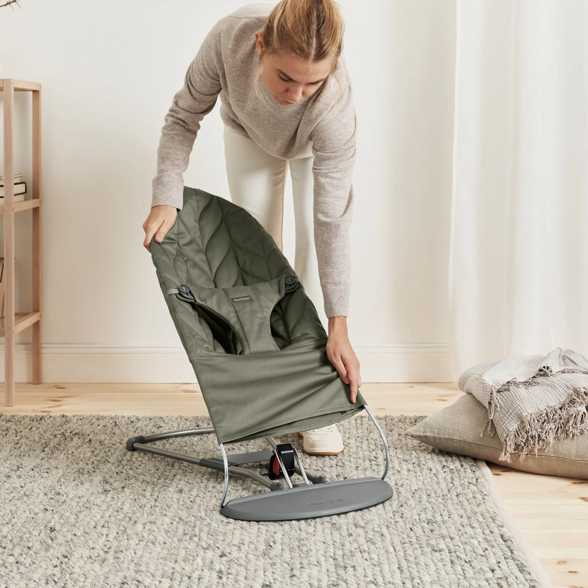Кресло-шезлонг BabyBjorn Bliss Dark Green, хлопок
