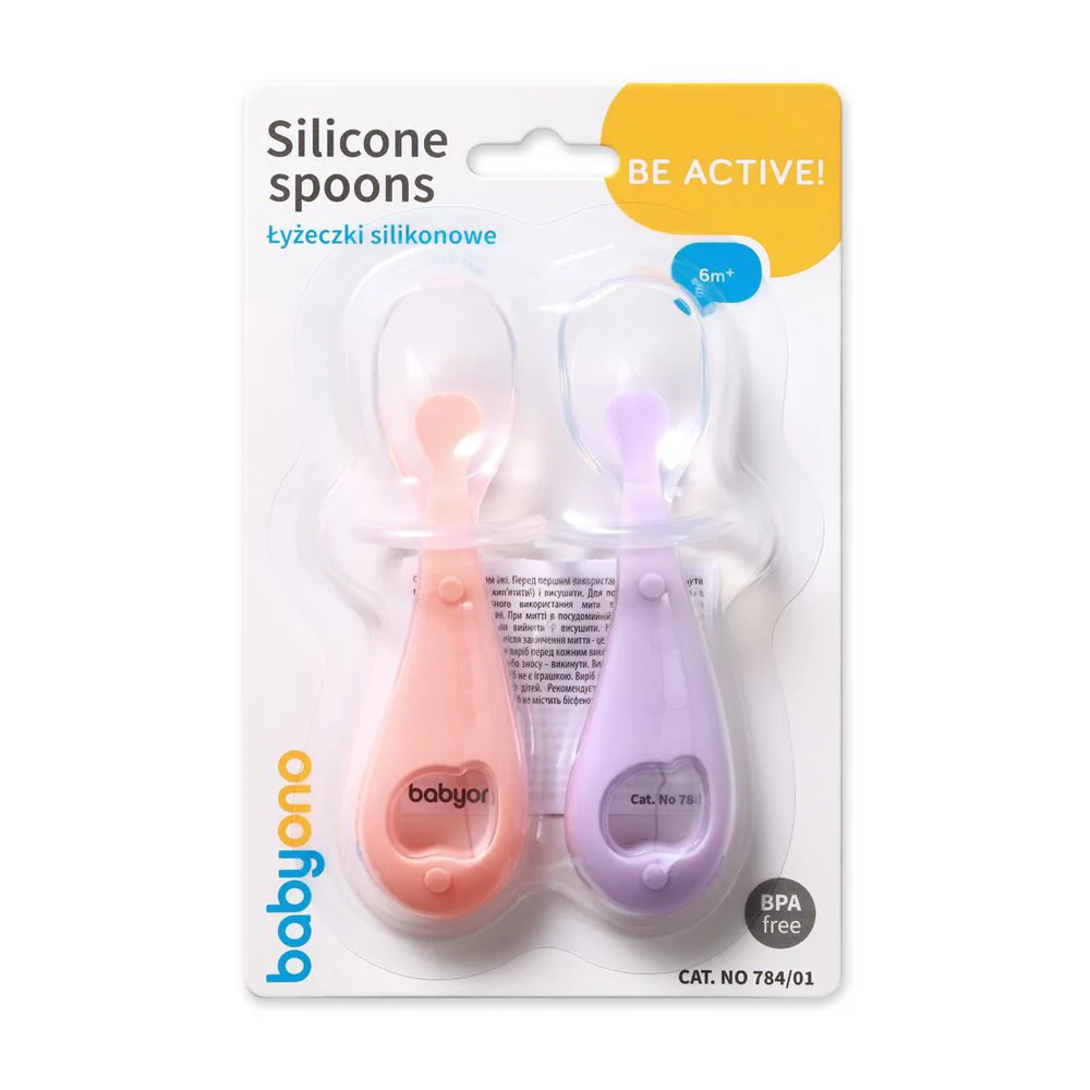 Lingura de silicon BabyOno Violet, 2 buc.