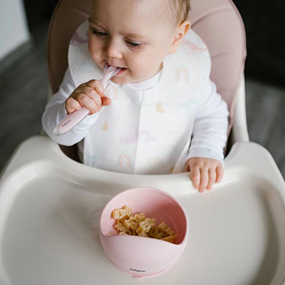 Гибкая ложка BabyOno из силикона Розовый foto