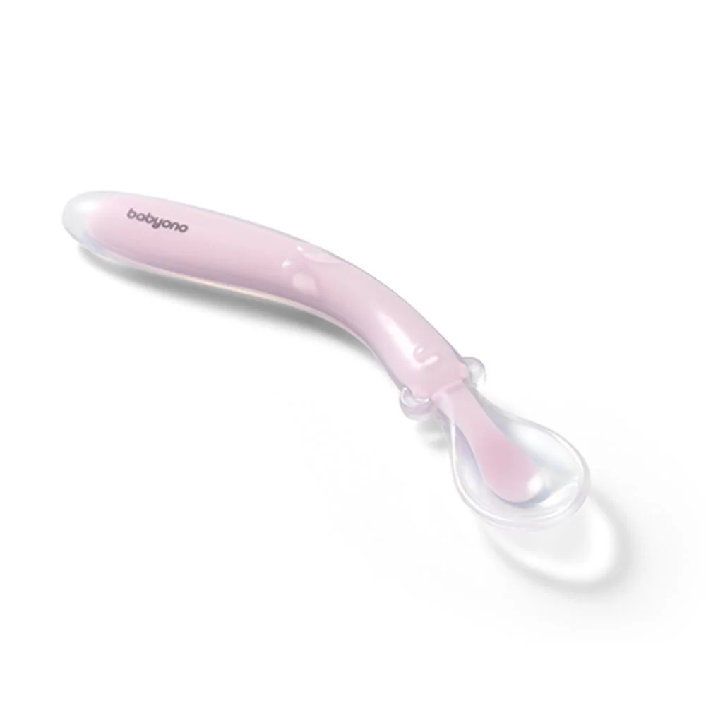 Гибкая ложка BabyOno из силикона Розовый foto