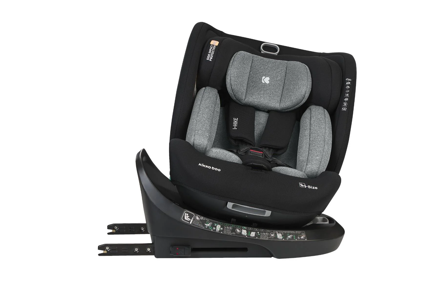 Вращающееся автокресло с изофиксом KikkaBoo i-Hike Dark Grey, 40-150 см