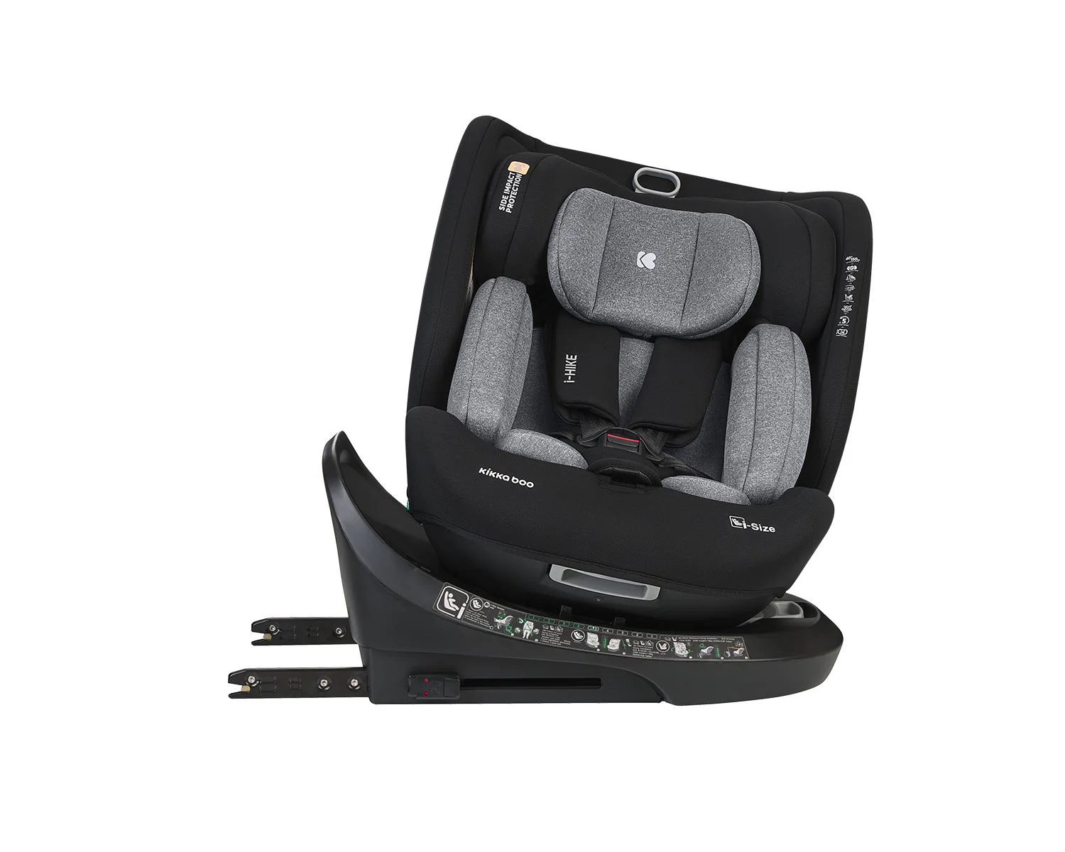 Scaun auto rotativ cu isofix KikkaBoo i-Hike Light Grey, 40-150 cm foto