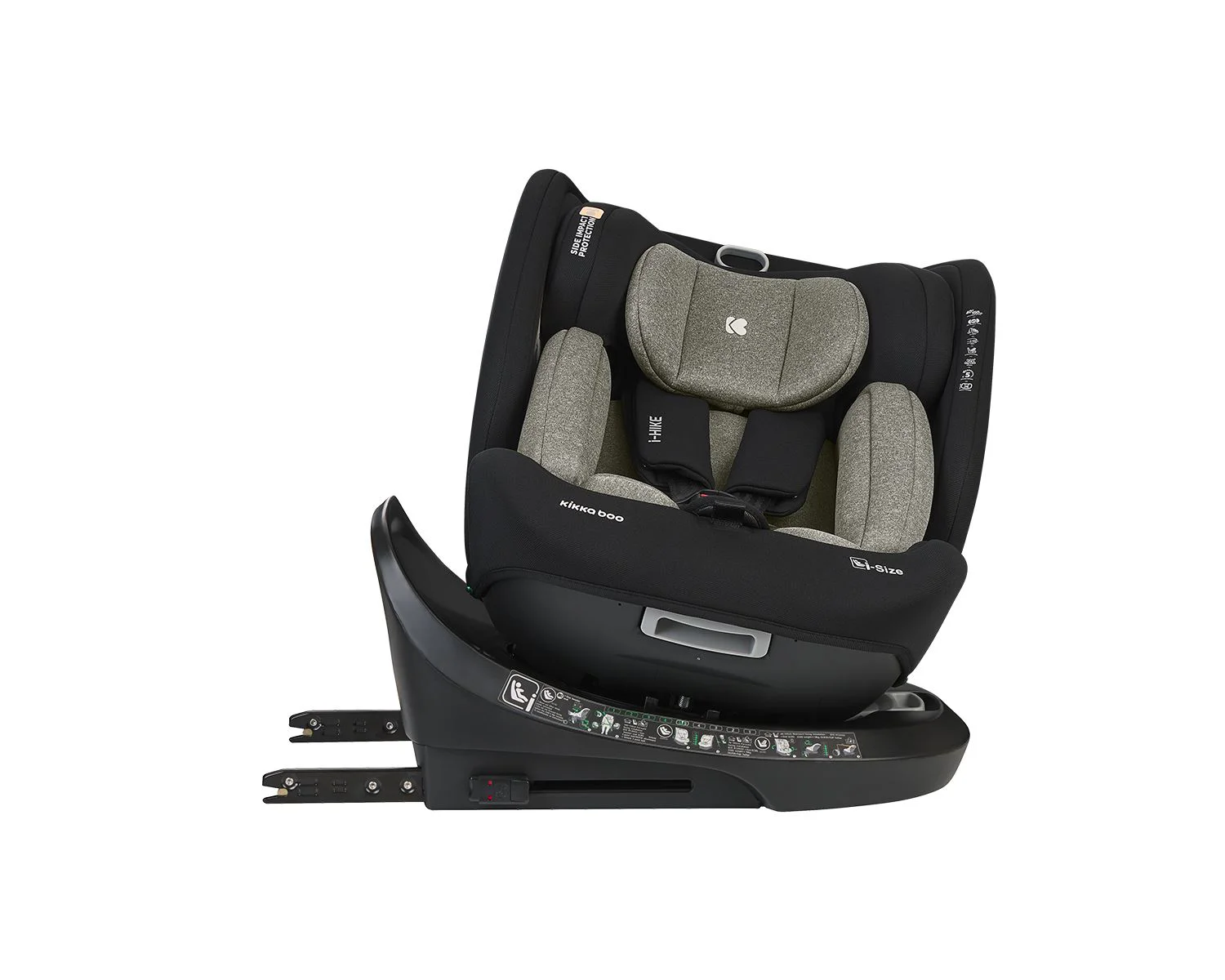 Scaun auto rotativ cu isofix KikkaBoo i-Hike Army Green, 40-150 cm