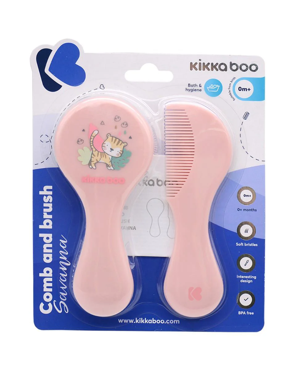 Pieptene si perie KikkaBoo Savanna Pink
