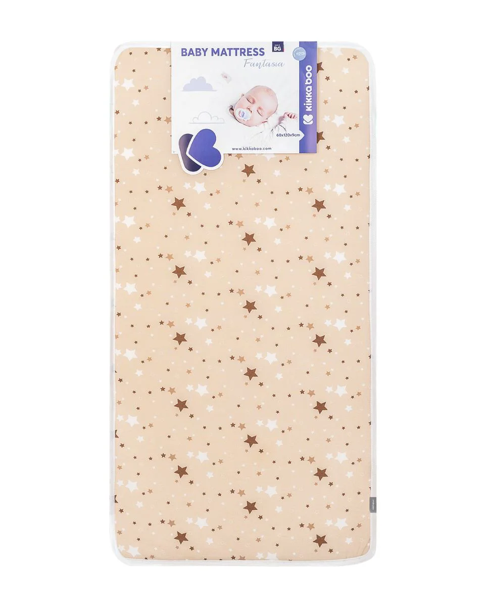 Saltea pentru patut KikkaBoo Fantasia Stars Beige 140x70x9 cm foto