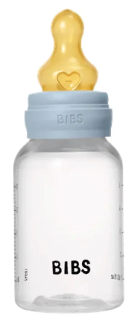 Пластиковая антиколиковая бутылочка BIBS Baby Blue с латексной соской 0+ месяца, 150 мл