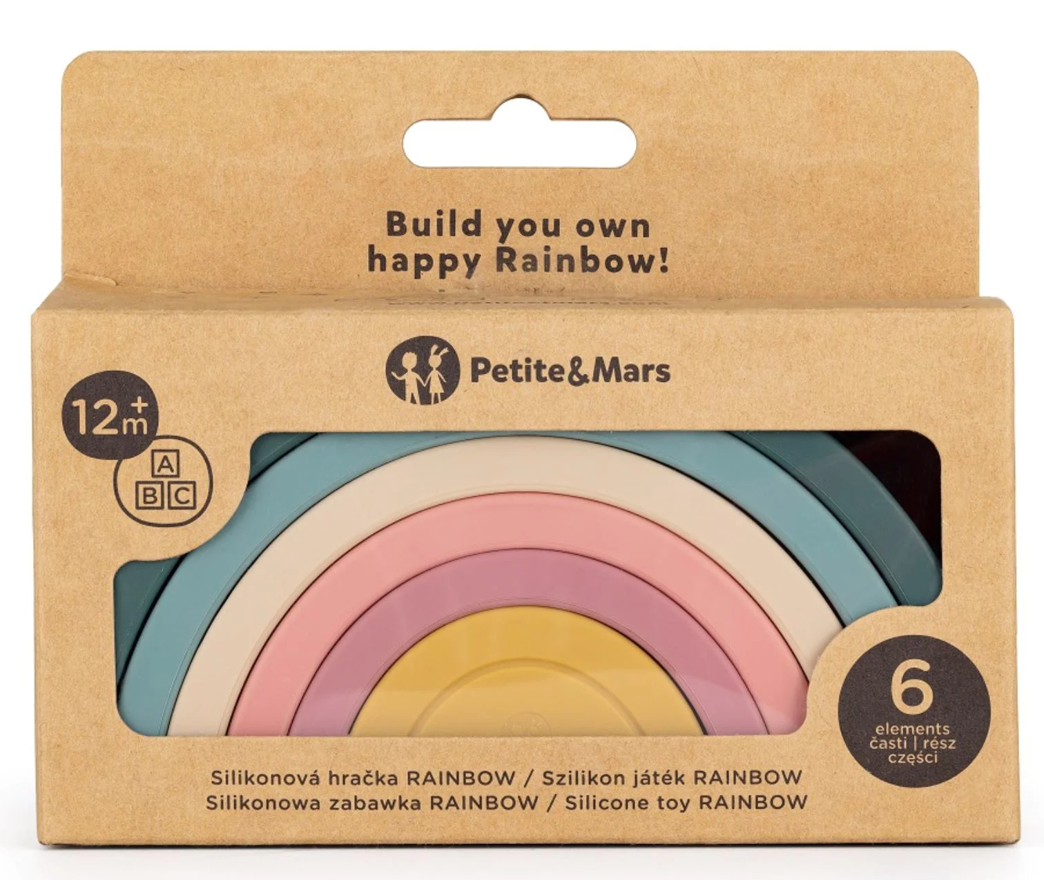 Jucarie educativa din silicon Petite&Mars Rainbow Misty Green