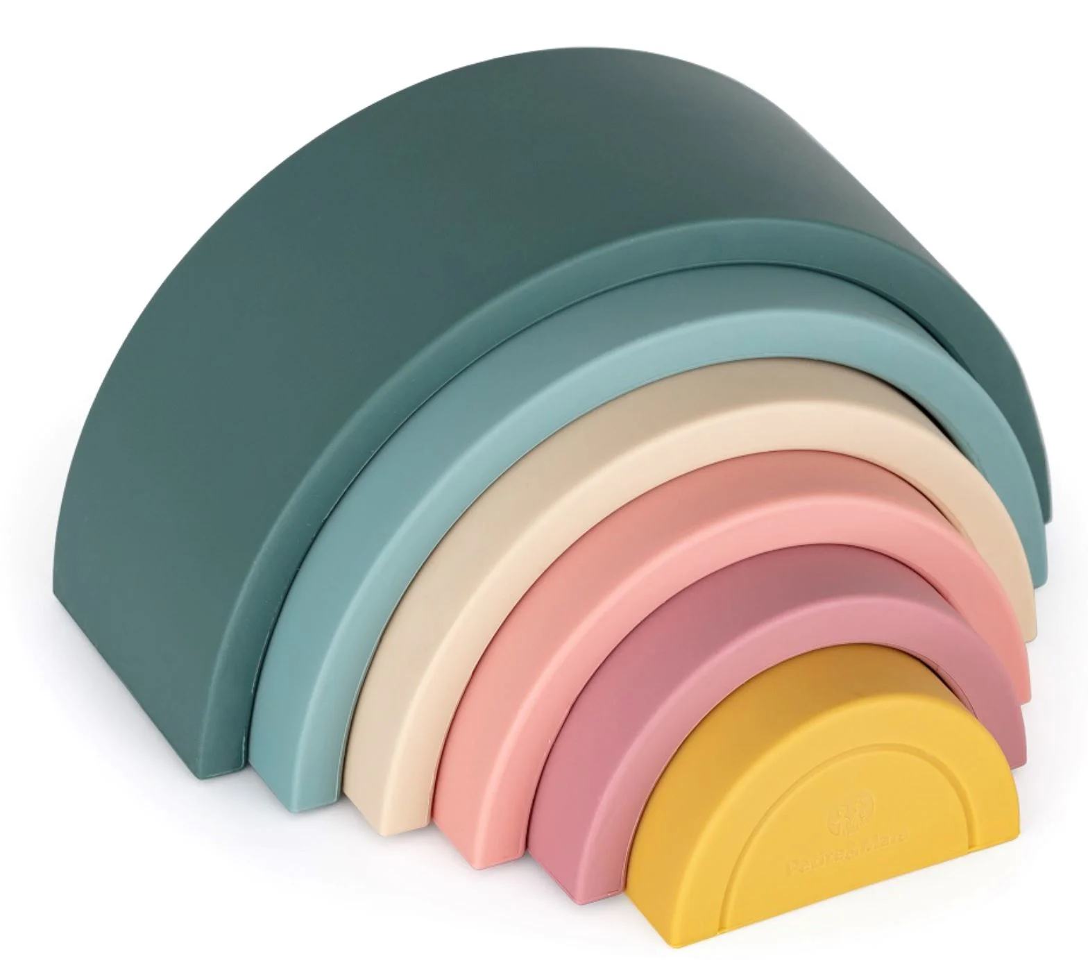 Jucarie educativa din silicon Petite&Mars Rainbow Intense Ochre